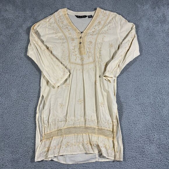 Double Decker BOHO Flowy Embroidered Fairy Whimsical Mini Dress Free Size - Picture 1 of 6